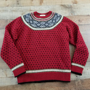 Talbots Holiday Sweater Knit Red Christmas Wool